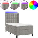  Box spring postelja z vzmetnico LED svetlo siva 80x200 cm žamet, (20789444) | Shoptok.si