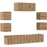Maison Chic TV omarice - TV enot 7-delna stenski artisan hrast inženirski les, (21701871) | Shoptok.si