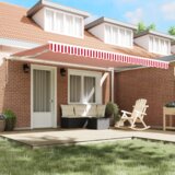 vidaXL Ručna Uvlačiva tenda crvena i bijela pruga 450x300 cm | shoptok.hr