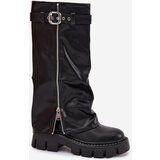 Boto Insulated boots with turned collar buckle and silver zipper Black Armena | shoptok.hr
