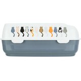 Pijesak WC posoda za mačke Delio z robom 35×20×48 cm sivo/bela | Shoptok.si
