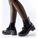 Gemre Black patent insulated ankle boots with a Leo buckle | Shoptok.si