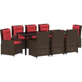  Vrtni set za objed s jastukom 9 pcs Smeđa Poli ratan | shoptok.hr