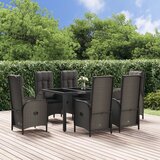  7-dijelni vrtni blagovaonski set crno-sivi od poliratana Crna Dužina stola 150 cm | shoptok.hr