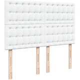 vidaXL Otomanski posteljni okvir z vzmetnico bel 140x200 cm um. usnje | Shoptok.si