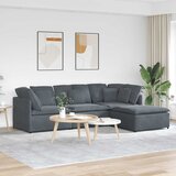  Modularna sofa s podnožjem i jastucima, baršunasta tamno siva Cene