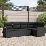  5-dijelna vrtna garnitura od poliratana s jastucima crna 62 x 62 x 69 cm | Shoptok.si