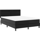 vidaXL Postelja s pomičnim podjemom in črno vzmetnico 140x190 cm iz umetnega usnja | Shoptok.si