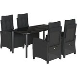  5-dijelni vrtni blagovaonski set s jastucima od poliratana crni Crna Dužina stola 160 cm | shoptok.hr