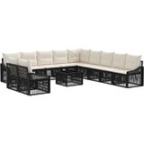 vidaXL Vrtna sedežna garnitura 12 pcs Črna poli ratan, (5000269760) | Shoptok.si