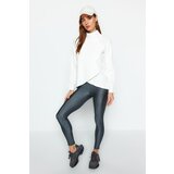 Trendyol Cream White Zipper Detailed Stand-Up Collar Sports Sweatshirt Cene