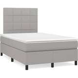 vidaXL Boxspring postelja z vzmetnico svetlo siva 120x190 cm blago | Shoptok.si