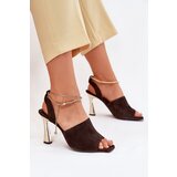CheBello Suede stilettos with decorative bracelet 4440 chocolate | Shoptok.si