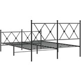 vidaXL Metalni okvir kreveta uzglavlje i podnožje crni 137x190 cm | shoptok.hr