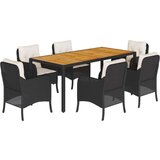 vidaXL 7-dijelni vrtni blagovaonski set s jastucima crni od poliratana | shoptok.hr