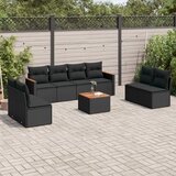 vidaXL 9-dijelni set vrtnih sofa s jastucima crni od poliratana | shoptok.hr