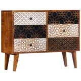  Komoda s potiskanim vzorcem 90x30x70 cm trden mangov les | Shoptok.si
