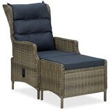 vidaXL nastavljiv vrtni stol s stolčkom za noge poli ratan rjav | Shoptok.si