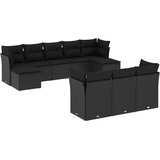  10-dijelni set vrtnih sofa s jastucima crni od poliratana | shoptok.hr