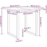  Blagovaonski stol O-oblika 80x80x75,5 cm od borovine i čelik | shoptok.hr
