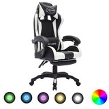  Igraća stolica s RGB LED svjetlima bijelo-crna od umjetne kože | shoptok.hr