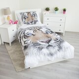 Jerry Fabrics Bijela/siva pamučna dječja posteljina za krevet za jednu osobu 140x200 cm White Tiger – | shoptok.hr