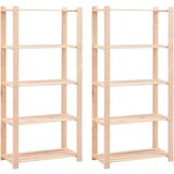 vidaXL Stojalo 5-nadstropno 2 kosa 80x38x170 cm trdna borovina 250 kg | Shoptok.si