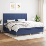  Krevet s oprugama i madracem plavi 200 x 200 cm od tkanine Slike