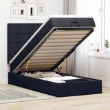 Maison Chic Otomanski Posteljni okvir - Enojna postelja - Postelja za odrasle z vzmetnico črn 90x200 cm blago-J2223, (21759132) | Shoptok.si