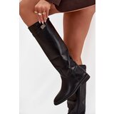 Boto Insulated Women's Boots Flat Heel with Strap and Silver Detail Black Geraline | Shoptok.si