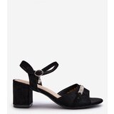 VINCEZA Women's sandals in eco suede on a high heel with black decorations Narhi | Eponuda.ba