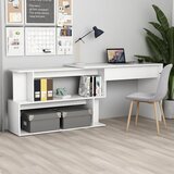  Kutni radni stol bijeli 200 x 50 x 76 cm od konstruiranog drva | shoptok.hr
