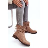 EVENTO PE1 Women's Suede Ankle Boots on Flat Heel Beige Keresa | Eponuda.ba