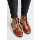 Nobo Leather Ankle Boots On A Flat Heel Brown Zazoo 4078 | shoptok.hr