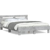 Furnova Posteljni okvir z vzglavjem betonsko siv 140x200 cm inž. les, (21936540) | Shoptok.si