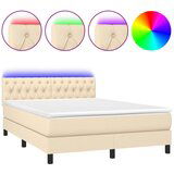 The Living Store Box spring postelja z vzmetnico LED krem 140x200 cm blago - Box Spring Postelja, (21520592) | Shoptok.si