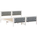 vidaXL Konstrukcija postelje z vzglavjem Svetlo siva 160 x 200 cm, (5000084201) | Shoptok.si