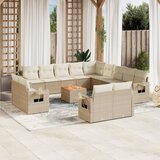 Maison Chic Seti vrtnega pohištva - Vrtna garnitura - Vrtni pohištvo set 14-delna z blazinami bež poli ratan, (21809268) | Shoptok.si