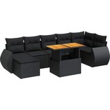 Maison Chic Seti vrtnega pohištva - Vrtna garnitura - Vrtni pohištvo set 8-delna z blazinami črn poli ratan, (21799316) | Shoptok.si