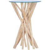 vidaXL Klubska mizica s stekleno površino 35x35x50 cm trdna tikovina | Shoptok.si
