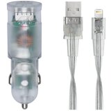  Auto punjač RivaPower VA4225 TD2 Transparent 3,4A / 2xUSB + kabel MFi Lightning 1.2m | shoptok.hr