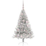  Umetna predhodno osvetljena božična jelka srebrna 120 cm PET | Shoptok.si