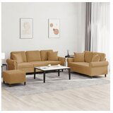 vidaXL 3-dijelni set sofa s jastucima smeđi baršunasti | shoptok.hr
