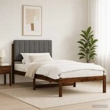  Krevetni okvir s tapiciranim uzglavljem - Tamnosmeđa i svjetlosiva 90 x 190 cm | shoptok.hr