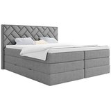 MID.YOU POSTELJA BOXSPRING 160 cm x 200 cm , tekstil, leseni material srebrne barve | Shoptok.si