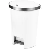 Bel plastičen koš za smeti s pedalom 50 l –