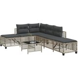  The Living Store Vrtna kotna garnitura 3-delna z blazinami svetlo siv poli ratan - Vrtna Sedežna Garniture, (21477895) | Shoptok.si