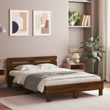 Maison Chic Posteljni okvir - Dvoposteljna postelja - Zakonska postelja z vzglavjem in LED rjavi hrast 135x190 cm, (21695753) | Shoptok.si