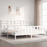 Maison Chic Posteljni okvir - Dvoposteljna postelja - Zakonska postelja brez vzmetnice bel 200x200 cm trdna borovina-J3735, (21762691) | Shoptok.si