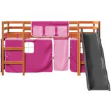 vidaXL Otroški pograd z zavesami roza 80x200 cm trdna borovina | Shoptok.si